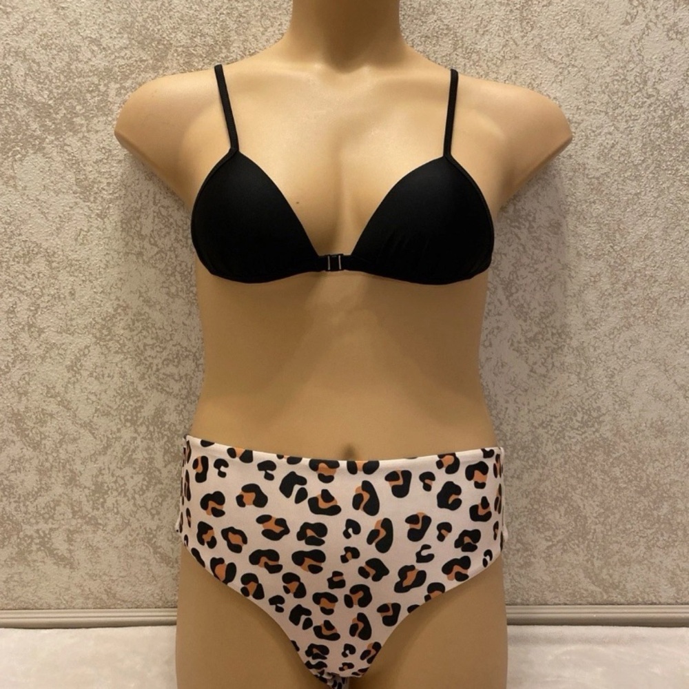 SHEIN Black and Leopard Print Bikini